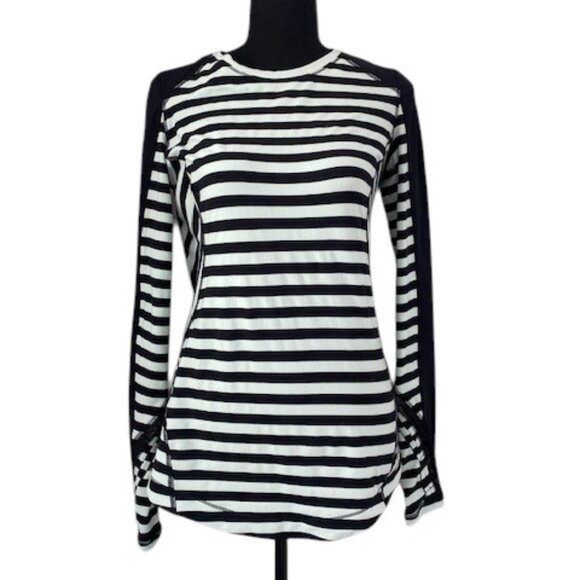 LULULEMON Run Reflect Black Sea Stripe Mint Long Sleeve - Picture 1 of 13